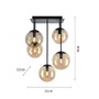 Vícečetná - LD 14702-18 NYMÖLLA Stropní svítidlo, černá, skleněné koule, jednoduchý design, 5ti ramenné - LEUCHTEN DIREKT / JUST LIGHT - foto 6