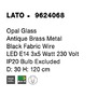 Vícečetná - NV 9624068 Závěsné svítidlo LATO opálové sklo antický mosazný kov černý kabel E14 3x5W 230V IP20 bez žárovky - NOVA LUCE - foto 6