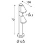 Sloupková - LA 1008017 T-TUBE 70 POLE venkovní stojací lampa, GU10, dvojitá, IP65, max. 10 W, černá - BIG WHITE (SLV) - foto 6