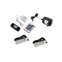 Osvětlení skleněných polic - RGB LED svítidlo pro osvětlení skleněných polic, 2ks, 12VDC, IP20, 63x22x11