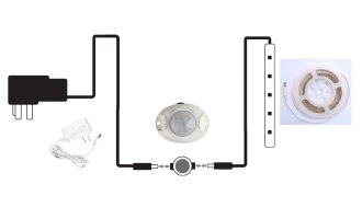 LED pásky - LED sestava SINGLE bílá, noční osvětlení pod postel s pohybovým čidlem