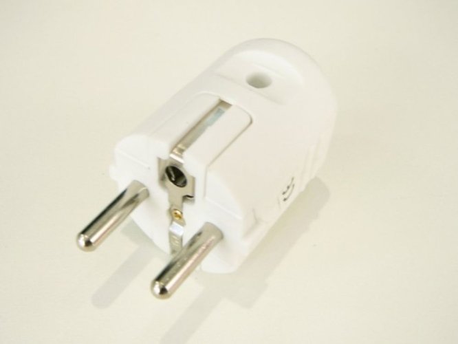 Vidlice, koncovky, flexo kabely - Vidlice přímá pro prodlužovací kabel, bílá - foto 1