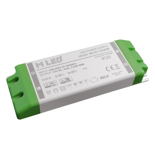 Napájecí zdroje 12V - 40W Nábytkový napájecí zdroj, MLED-12V40W, 12V, 3,33A, IP20 - foto 1