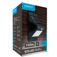 Nástěnná - Modee Lighting LED solární nástěnná lampa 123 + senzor, IP44, 9000K, 150lm, černé