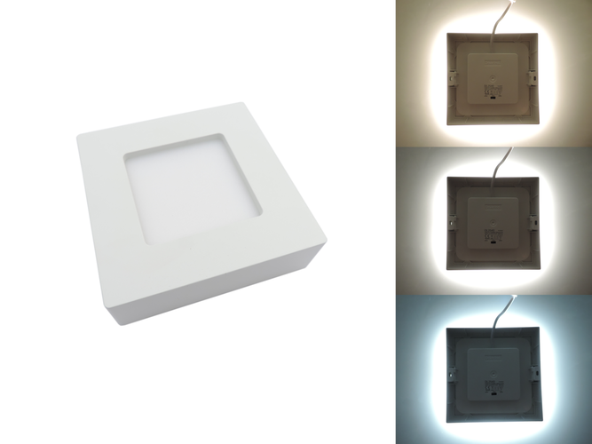 LED panely čtvercové - Hranatý přisazený 6W CCT LED panel, nastavení barvy 3000-6500K, 450Lm, 3 roky záruka, OP2539 - foto 1