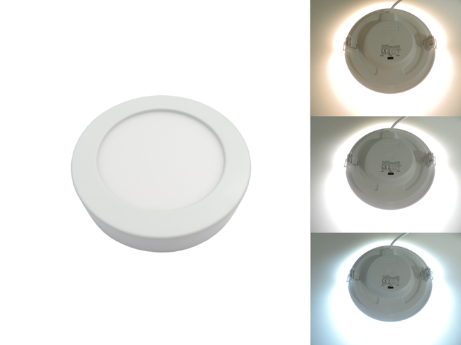 LED panely kruhové - Kulatý přisazený 6W CCT LED panel, nastavení barvy 3000-6500K, 450Lm, 3 roky záruka, OP2535 - foto 1