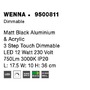 Stolní lampy dekorační - NV 9500811 Stolní lampa WENNA matný černý hliník a akryl 3-krokově dotykově stmívatelné LED 12W 230V 3000K IP20 - NOVA LUCE - foto 7