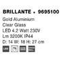 Dekorativní - NV 9695100 Nástěnné svítidlo BRILLANTE zlatý hliník a akryl LED 4.2W 230V 3200K IP44 - NOVA LUCE - foto 7