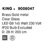 Dekorativní - NV 9006047 Závěsné svítidlo KING mosazný zlatý kov foukané čiré sklo G9 1x5W 230V IP20 bez žárovky - NOVA LUCE - foto 7