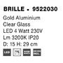 Stolní lampy dekorační - NV 9522030 Stolní lampa BRILLE zlatý hliník a sklo LED 4W 230V 3200K IP20 - NOVA LUCE - foto 7