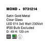Vícečetná - NV 9731214 Závěsné svítidlo MOND saténový zlatý kov čiré sklo E14 3x5W 230V IP20 bez žárovky - NOVA LUCE - foto 7