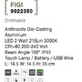 Na baterie - NV 9922350 Venkovní stolní lampa FIGI antracitový hliník LED 2W 3000K 5V DC 108st. IP65 dotykový vypínač / baterie / USB kabel / stmívatelné - NOVA LUCE - foto 7