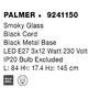 Podélná - NV 9241150 Závěsné svítidlo PALMER kouřové sklo černý kabel černá kovová základna E27 3x12W 230V IP20 bez žárovky - NOVA LUCE - foto 7