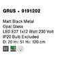 Koule - NV 9191202 Závěsné svítidlo GRUS matný černý kov opálové sklo E27 1x12W 230V IP20 bez žárovky - NOVA LUCE - foto 7