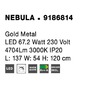 Podélná - NV 9186814 Závěsné svítidlo NEBULA zlatý kov LED 67.2W 230V 3000K IP20 - NOVA LUCE - foto 7