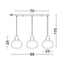Podélná - NV 9236620 Závěsné svítidlo CINZIA čiré sklo bílý kabel mosazný zlatý kov E27 3x12W 230V IP20 bez žárovky - NOVA LUCE - foto 7