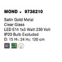 Dekorativní - NV 9738210 Závěsné svítidlo MOND saténový zlatý kov čiré sklo E14 1x5W 230V IP20 bez žárovky - NOVA LUCE - foto 7