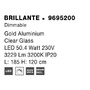 Podélná - NV 9695200 Závěsné svítidlo BRILLANTE zlatý hliník a akryl LED 50.4W 230V 3229 lm 3200K IP20 vč. dálkového ovládání stmívatelné - NOVA LUCE - foto 7