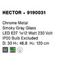 Koule - NV 9190031 Závěsné svítidlo HECTOR chromovaný kov kouřové šedé sklo E27 1x12W 230V IP20 bez žárovky - NOVA LUCE - foto 7