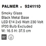 Dekorativní - NV 9241110 Nástěnné svítidlo PALMER kouřové sklo černá kovová základna E14 2x5W 230V IP20 bez žárovky - NOVA LUCE - foto 7