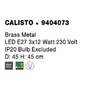 Dekorativní - NV 9404073 Stropní svítidlo CALISTO mosazný kov E27 3x12W 230V IP20 bez žárovky - NOVA LUCE - foto 7
