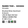 Kruhová - NV 9353834 Stropní svítidlo RANDO THIN broušený stříbrný hliník a akryl LED 30W 230V 3000K IP20 stmívatelné - NOVA LUCE - foto 7