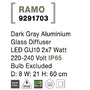 Sloupková - NV 9291703 Venkovní sloupkové svítidlo RAMO tmavě šedý hliník skleněný difuzor GU10 2x7W 220-240V IP65 bez žárovky - NOVA LUCE - foto 7