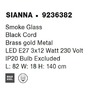 Podélná - NV 9236382 Závěsné svítidlo SIANNA kouřové sklo mosazný zlatý kov E27 3x12W 230V IP20 bez žárovky - NOVA LUCE - foto 7