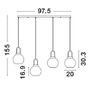 Podélná - NV 9241180 Závěsné svítidlo IRVINE čiré sklo černý kabel mosazný zlatý kov E27 4x12W 230V IP20 bez žárovky - NOVA LUCE - foto 7