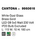 Podélná - NV 9960616 Závěsné svítidlo CANTONA bílé opálové sklo mosaz zlatá G9 5x5W 230V IP20 bez žárovky - NOVA LUCE - foto 7
