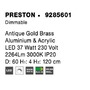 Kruhová - NV 9285601 Závěsné svítidlo PRESTON antický zlatý mosazný hliník a akryl LED 37W 230V 3000K IP20 stmívatelné - NOVA LUCE - foto 7