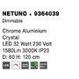 Kruhová - NV 9364039 Závěsné svítidlo NETUNO chromovaný hliník křišťál LED 32W 230V 3000K IP20 stmívatelné - NOVA LUCE - foto 7