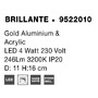 Dekorativní - NV 9522010 Stropní svítidlo BRILLANTE zlatý hliník a akryl LED 4W 230V 3200K IP20 - NOVA LUCE - foto 7