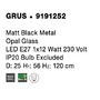 Koule - NV 9191252 Závěsné svítidlo GRUS matný černý kov opálové sklo E27 1x12W 230V IP20 bez žárovky - NOVA LUCE - foto 7