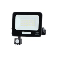 Přisazené reflektory s čidlem - LED SMD reflektor se senzorem 30W, IP65, černé provedení