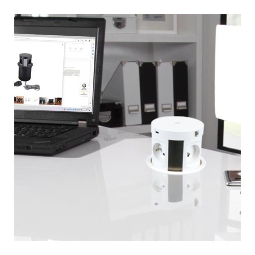 Nábytkové zásuvky, vypinače - Vestavná nábytková zásuvka MULTI BOX, 2xUSB, indukční nabíječka, 4x230V, 2x port RJ45, bílá, MULTIBOX-BI-4FR-UAC-RJ-01 - foto 1