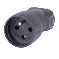 Vidlice, koncovky, flexo kabely - Zásuvka gumová, 2P+T, IP44, černá