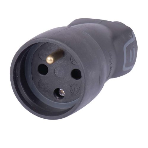 Vidlice, koncovky, flexo kabely - Zásuvka gumová, 2P+T, IP44, černá - foto 1