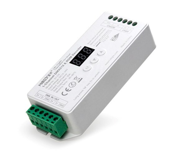 DMX512 Decoder - DMX jednotka BOXER s displejem, 1 kanál, 12-24VDC, 20A, D1-CX, MiLight - foto 1