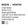 Vícečetná - NV 9236755 Závěsné svítidlo MAEVE čiré sklo bílý kabel mosazný zlatý kov E27 3x12W 230V IP20 bez žárovky - NOVA LUCE - foto 8