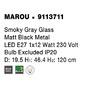 Válec - NV 9113711 Závěsné svítidlo MAROU kouřové šedé sklo matný černý kov E27 1x12W 230V bez žárovky IP20 - NOVA LUCE - foto 8