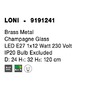 Koule - NV 9191241 Závěsné svítidlo LONI mosazný kov šampaň sklo E27 1x12W 230V IP20 bez žárovky - NOVA LUCE - foto 8