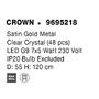 Kruhová - NV 9695218 Závěsné svítidlo CROWN saténový zlatý kov čirý křišťál (48 ks) G9 7x5W 230V IP20 bez žárovky - NOVA LUCE - foto 8