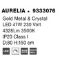 Kruhová - NV 9333076 Závěsné svítidlo AURELIA zlatý kov a křišťál LED 47W 230V 3500K IP20 stmívatelné - NOVA LUCE - foto 8