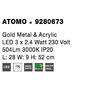 Dekorativní - NV 9280673 Nástěnné svítidlo ATOMO zlatý kov a akryl LED 3 x 2.4W 230V 3000K IP20 - NOVA LUCE - foto 8