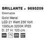 Vícečetná - NV 9695209 Závěsné svítidlo BRILLANTE zlatý hliník a akryl LED 21W 230V 3200K IP20 stmívatelné - NOVA LUCE - foto 8