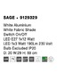 S ramenem - NV 9129329 Nástěnné svítidlo SAGE bílý hliník bílé stínidlo vypínač na těle E27 1x12W LED 1x3W 220V bez žárovky IP20 čtecí lampička - NOVA LUCE - foto 8