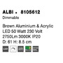 Kruhová - NV 8105612 Stropní svítidlo ALBI hnědý hliník a akryl LED 50W 230V 3000K IP20 stmívatelné - NOVA LUCE - foto 8