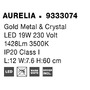 Podélná - NV 9333074 Nástěnné svítidlo AURELIA zlatý kov a křišťál LED 19W 230V 3500K IP20 třída I - NOVA LUCE - foto 8