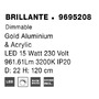 Vícečetná - NV 9695208 Závěsné svítidlo BRILLANTE zlatý hliník a akryl LED 15W 230V 3200K IP20 stmívatelné - NOVA LUCE - foto 8